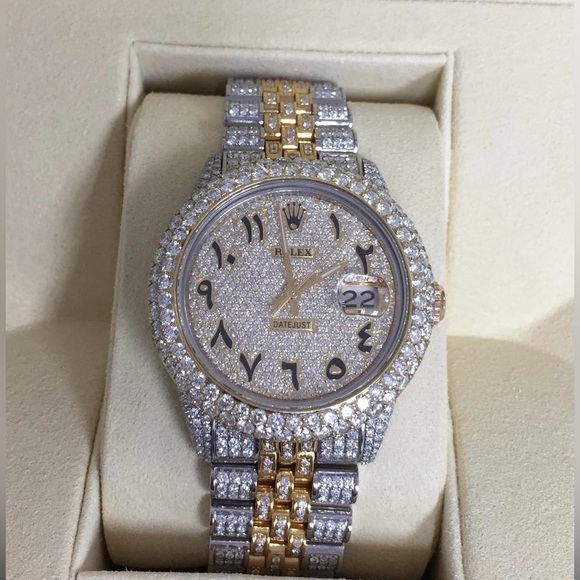 36mm Rolex Date Just fully iced out natural diamond watch - Picture 3 of 4